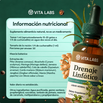 Drenaje Linfático Vita Labs | Apoyo Linfático Natural en Gotas 🌿